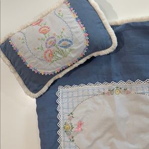 Vintage baby pillow and blanket set